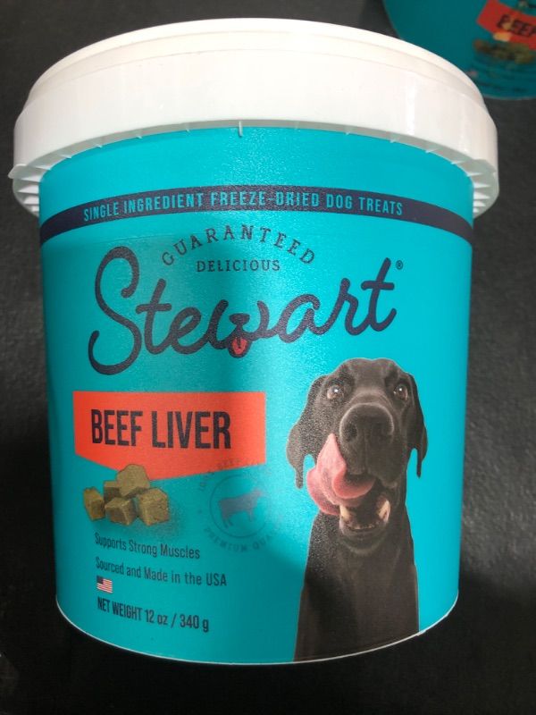 Photo 1 of Stewart Single Ingredient Freeze Dried Raw Dog Treats, Beef Liver, 14 Ounce Resealable Tub, Training Treats or Meal Topper Dogs, High Protein, Grain Free, Gluten Free
