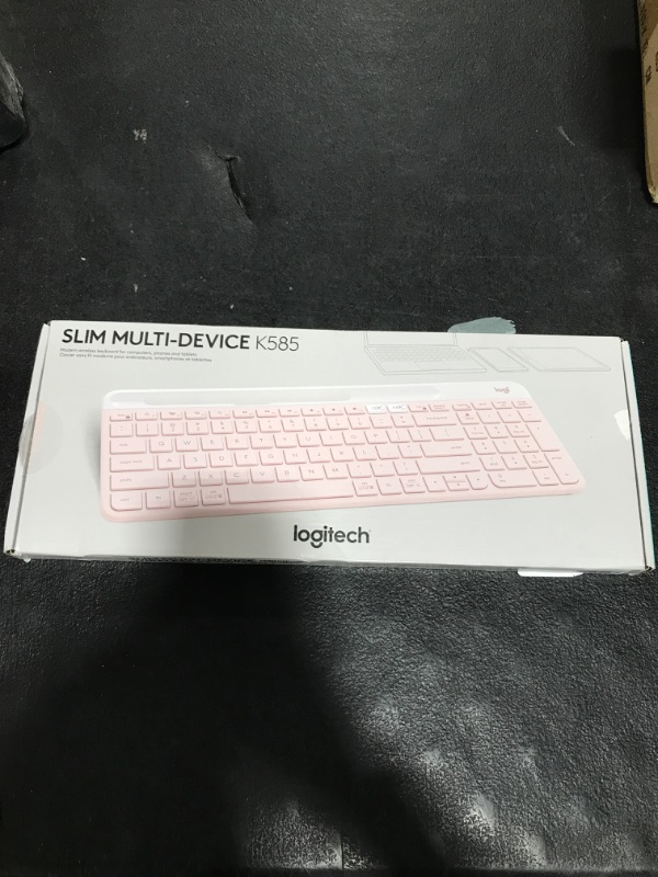 Photo 1 of Logitech K585 Multi-Device Slim Wireless Keyboard, Built-in Cradle for Device; for Laptop, Tablet, Desktop, Smartphone, Win/Mac, Bluetooth/Receiver, Compact, Easy Switch, 24 Month Battery - Rose