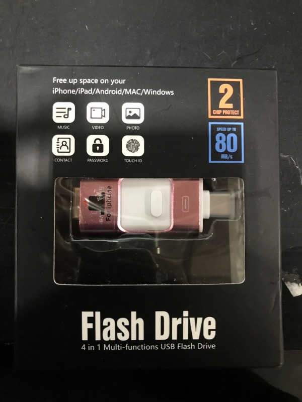 Photo 2 of Flash Drive for iPhone 512GB, 4 in 1 USB Type C Memory Stick, Photo Stick External Storage Thumb Drive for iPhone iPad Android Computer, Rose Pink