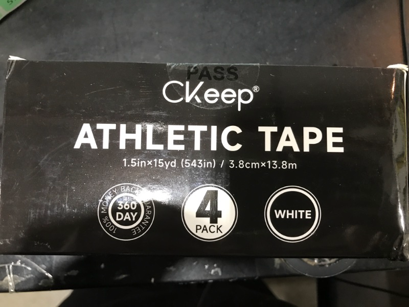 Photo 2 of CKeep Athletic Tape,4 Pack White Sports Tape, Very Sturdy No Glue Residue,Wrist Ankle Tape for Muscle,Climbing,Boxing,Athletes,Baseball Bats,Strains,Sprains,Injuries?1.5 Inches?