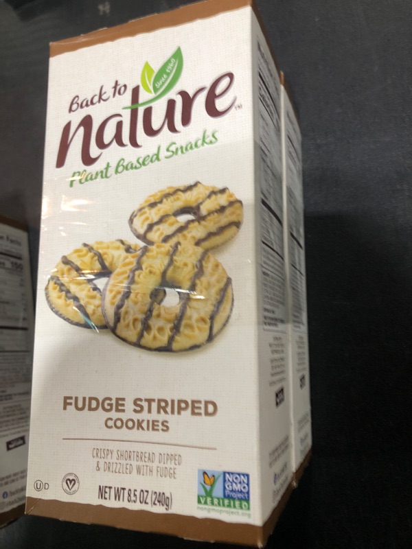 Photo 2 of 2 PACK Back to Nature Fudge Striped Shortbread Cookies - Vegan, Non-GMO, Made with Wheat Flour, Delicious & Quality Snacks, 8.5 Ounce- EXP NOV 22 2024