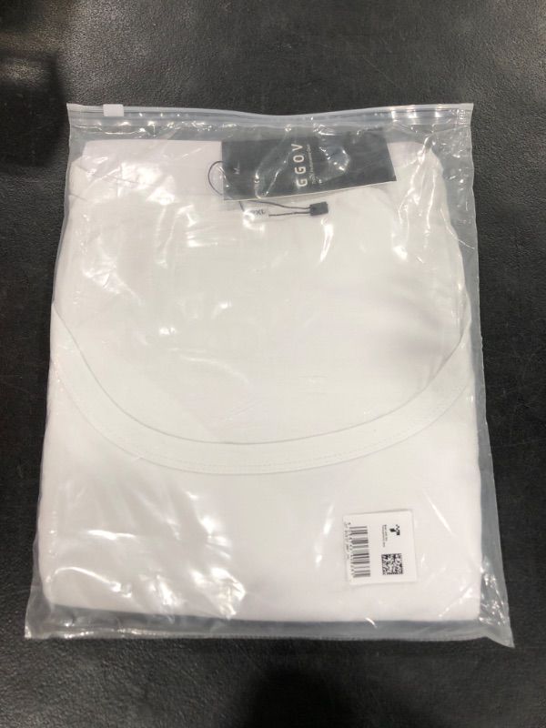 Photo 2 of GGOV Women's Long Sleeve Crop top, Ribbed & Slim Fitted Cotton Shirts, Square Crewneck Tee Basics for Daily & Casual Wear White