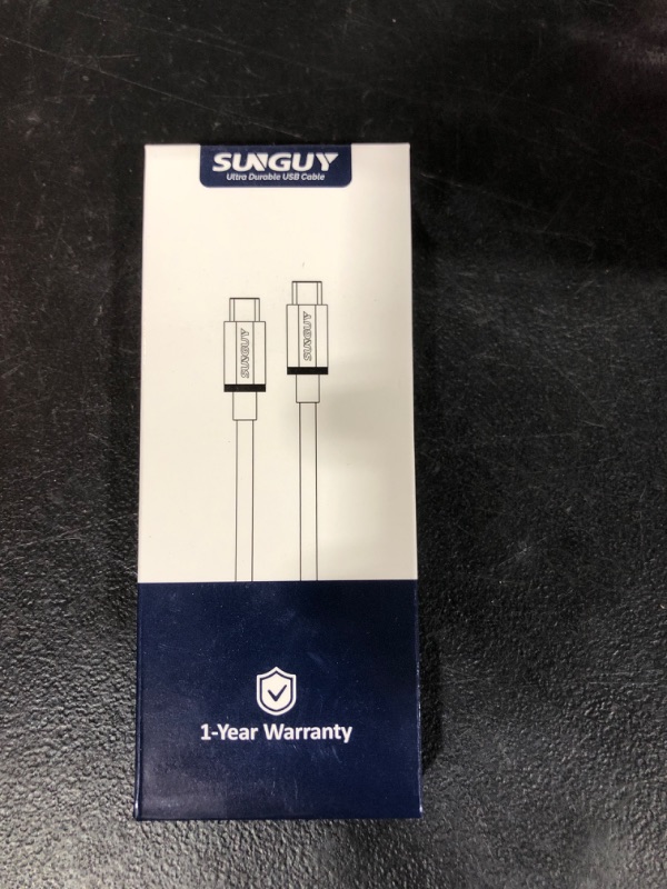 Photo 2 of SUNGUY 60W USB C to USB C Cable 3.3FT, [2-Pack] USBC to USBC Braided 3.1A Fast Charging Cable, Compatible with iPhone 15/15 Pro/15 Pro Max, Galaxy S24/S23/S22, MacBook - Black+White