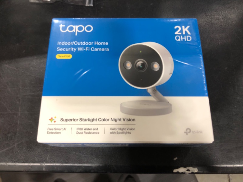 Photo 2 of Tapo TP-Link 2K QHD Security Camera, Indoor/Outdoor, ???? ????? ??????'? ??????, Color Night Vision, Free Person/Pet/Vehicle Detection, Invisible IR Mode, SD Storage, C120