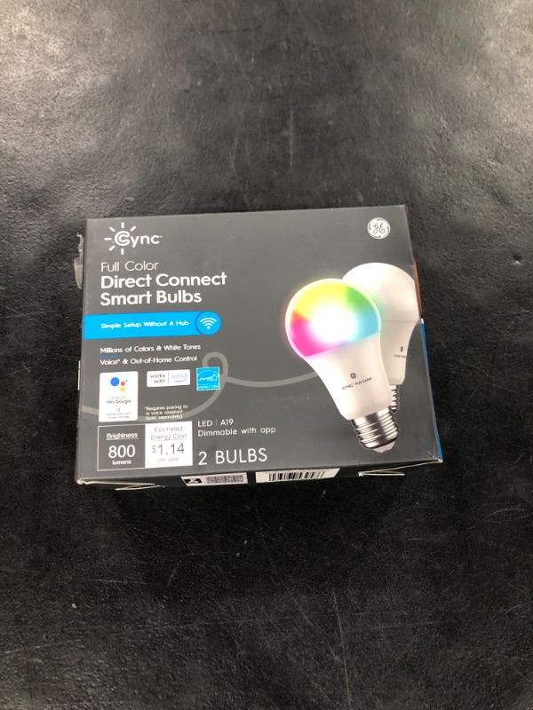 Photo 2 of GE CYNC A19 Smart LED Light Bulbs, Color Changing Room Décor, Bluetooth and WiFi Light Bulbs, 60W Equivalent, Work with Amazon Alexa and Google Home (2 Pack)