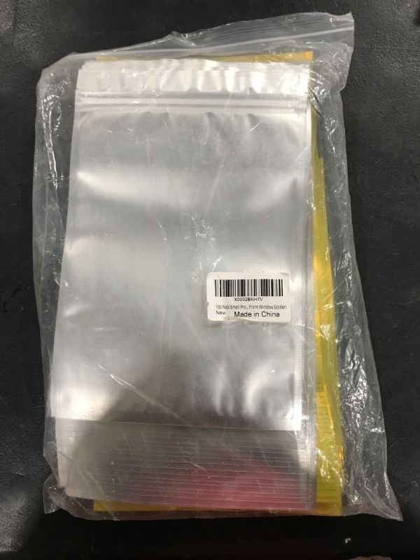 Photo 2 of 100 Pack Smell Proof Bags - 5.9 x 8.7 Inch Resealable Mylar Bags Foil Pouch Flat Bag with Front Window Golden