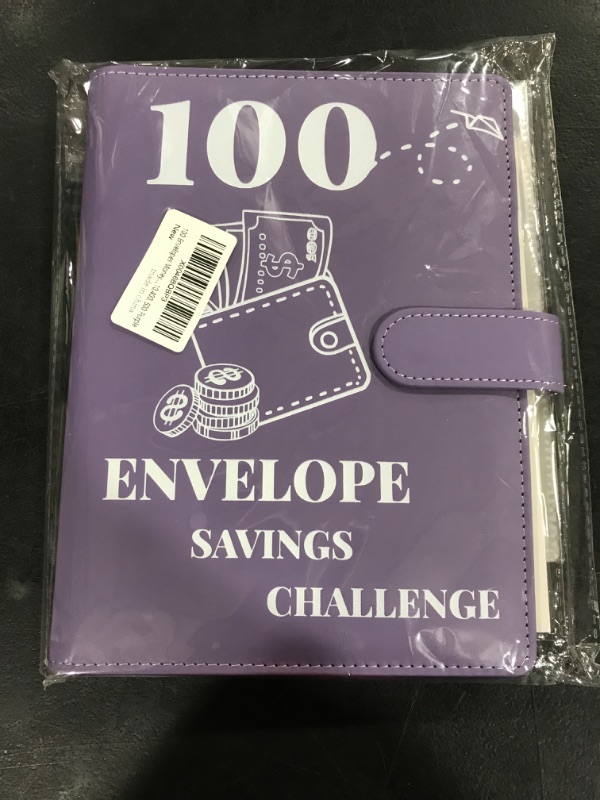 Photo 2 of 100 Envelopes Money Saving Challenge Binder, 2024 New A5 Budget Binder with Cash Envelopes, 6 Rings Savings Challenges Book, Laminated Budgeting Planning Tracker to Save $5050,10,400, 500 Purple