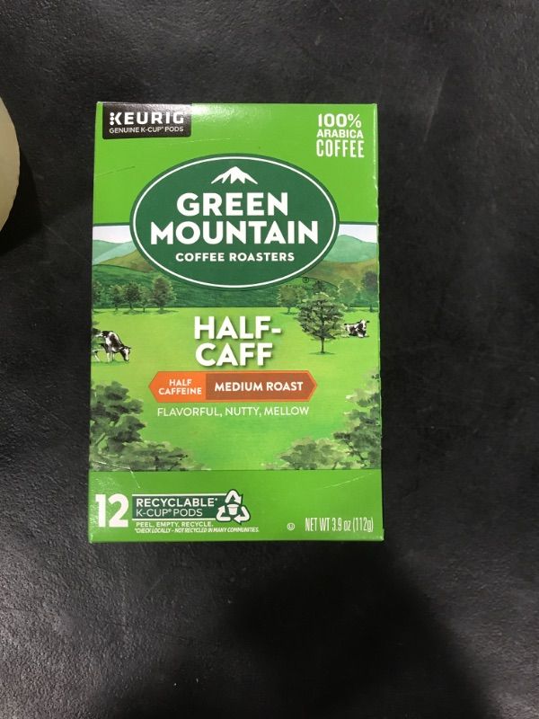 Photo 2 of Green Mountain Coffee Roasters Half Caff Keurig Single-Serve K-Cup pods, Medium Roast Coffee, 12 Count medium roast coffee 12 Count (Pack of 1)