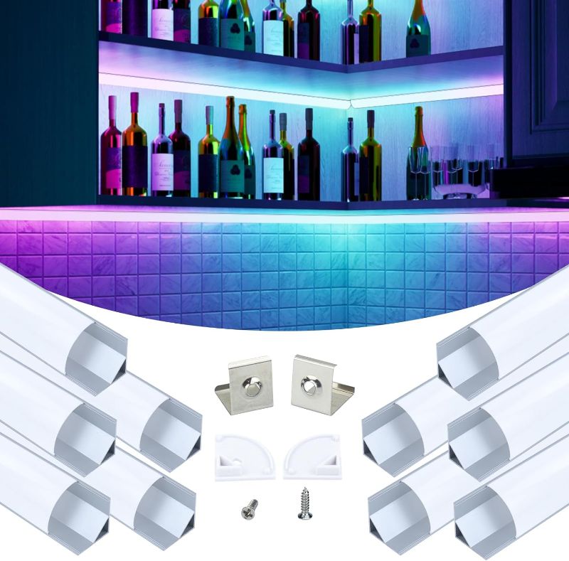 Photo 1 of Muzata 10Pack 6.6FT/2M Plus-Size 30x30mm V Shape Spotless Silver LED Channel System with Milky White Cover for LED Strip Lights Bedroom Indoor Home Decor V101 WW
