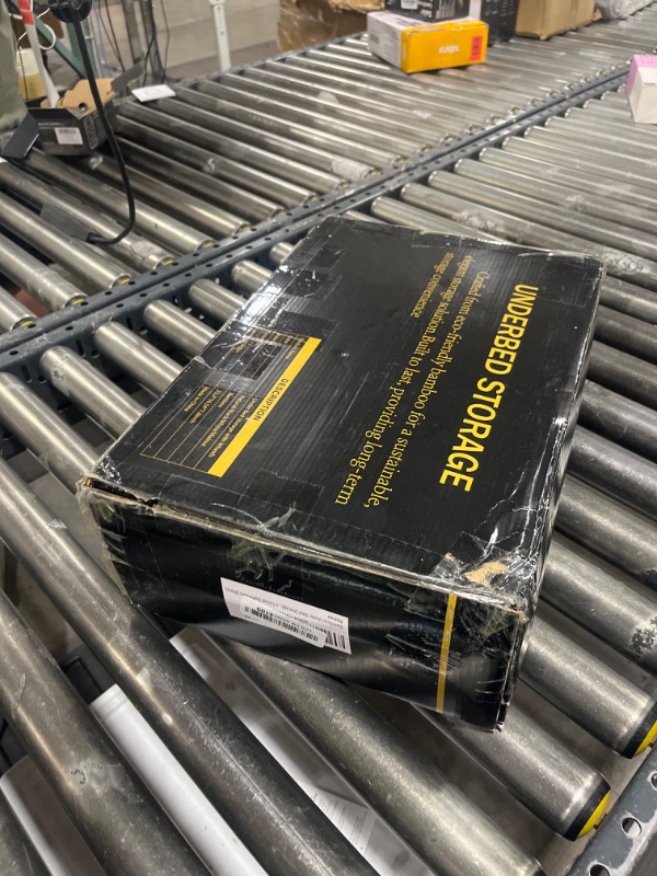 Photo 1 of Bamboo Under Bed Storage Containers- Underbed Organizer with Wheels with Large Capacity Dust Bag,Sturdy Wood Rolling Under Bed Shoe Storage Organizer Drawer 2 Packs (Black, Small)