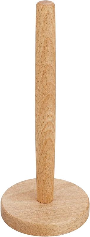 Photo 1 of Bamboo Paper Towel Holder,DNIEBW Kitchen Paper Holder Countertop Stand up Towels Roll Stand Organizer Simply Standing Countertop Wooden Paper Fits Standard Roll Holder for Cabinet (Round Bottom)
