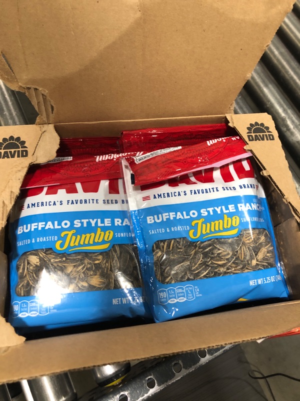 Photo 2 of DAVID Roasted and Salted Ranch Jumbo Sunflower Seeds, 5.25 oz, 12 Pack
BB:11/10/24