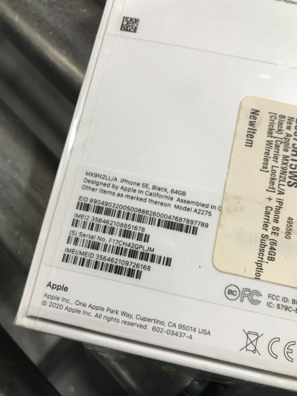 Photo 1 of Apple iPhone SE (64GB, Black) [Carrier Locked] + Carrier Subscription [Cricket Wireless]