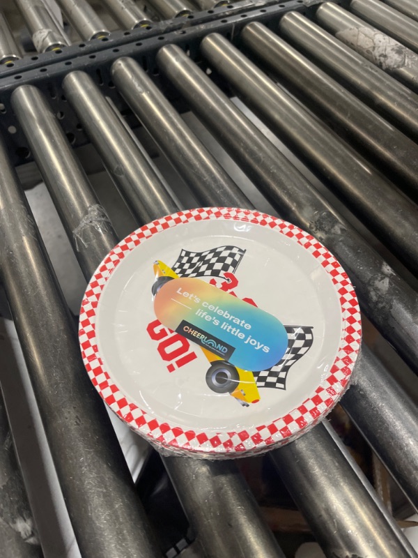 Photo 2 of Cheerland Racing Themed Disposable Party Paper Plates for Race Car Kids Birthday Celebration Party Tableware Supplies and Decorations