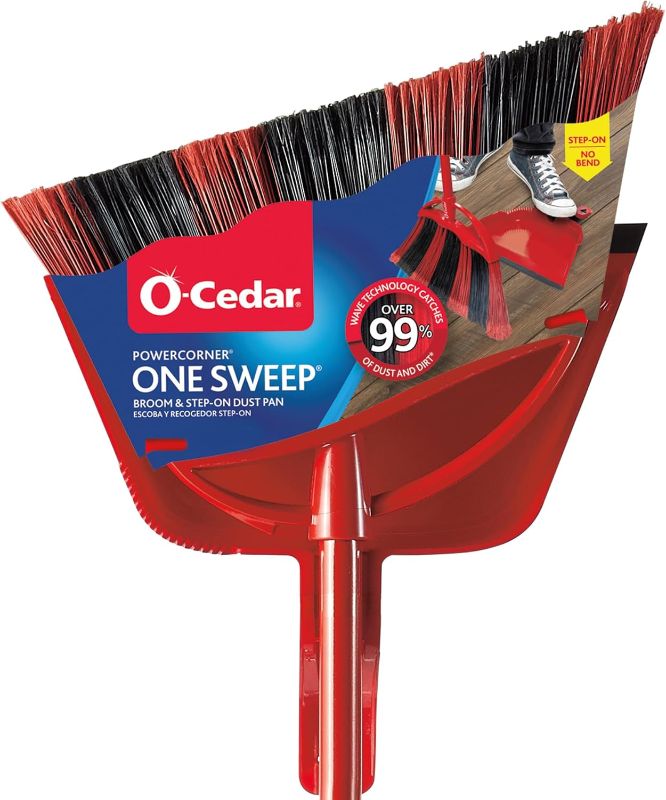 Photo 1 of  O-Cedar One Sweep Broom with Step-On Dustpan | Remove 99% with One Sweep | Lightweight Quiet Cleaning Tool | Ideal for Pet Owners 