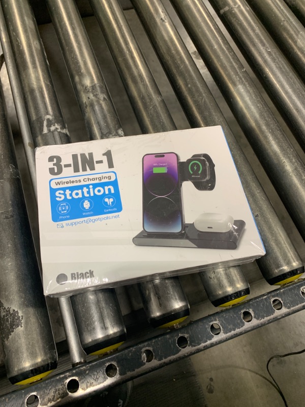 Photo 1 of Wireless Charger iPhone Charging Station: 3 in 1 Charger Stand Multiple Devices for Apple - iPhone 15 14 Pro Max 13 12 11 - Watch 9 8 7 6 5 4 3 2 Se - Airpods 3 2 Pro Black