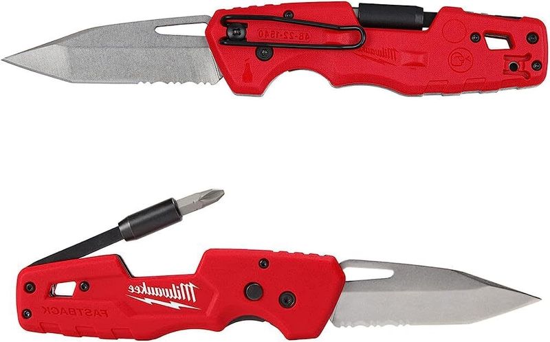 Photo 1 of Milwaukee FASTBACK Folding Utility Knife w/Blade Multifunctionality, Red-black
