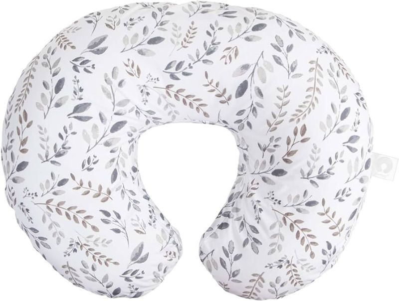 Photo 1 of  Boppy Nursing Pillow Original Support, Gray Taupe Leaves, Ergonomic Nursing Essentials for Bottle and Breastfeeding, Firm Fiber Fill, with Removable Nursing Pillow Cover, Machine Washable 