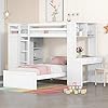 Photo 1 of [BOX 1 OF 3 MISSING OTHER PARTS] BIADNBZ Twin Over Twin L-Shaped Bunk Bed with Desk, Bookshelves and Storage Drawers, Solid Wood Bedframe Convertible BunkBed with Wardrobe Closet, Loftbed with Platformbed for Kids Teens, White