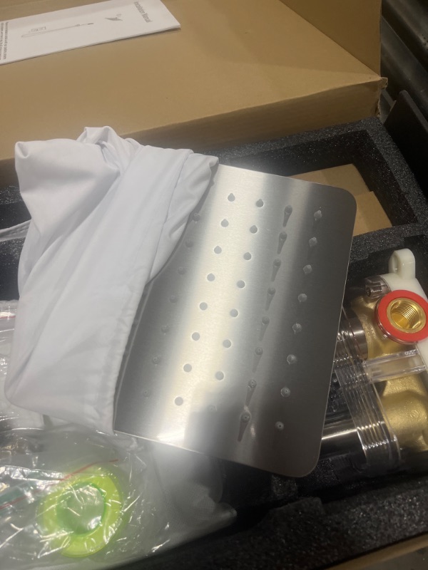 Photo 1 of SR SUN RISE Shower Faucet Set - Shower Valve with 8 Inch Rainfall Shower Head and Handheld Shower - Wall Mounted Shower System with Rough In Valve and Shower Faucet Trim Repair Kits - Brushed Nickel