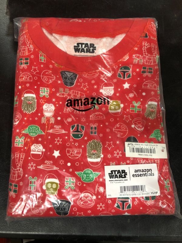 Photo 2 of Amazon Essentials Disney | Marvel | Star Wars | Princess Boys' Snug-Fit Cotton Pajamas, Star Wars Holiday - Mens Snug-fit, XX-Large