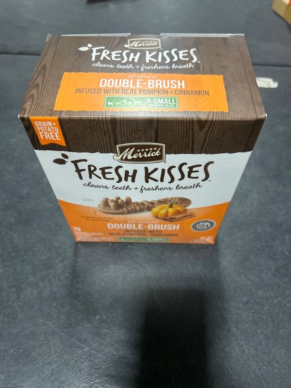 Photo 2 of Merrick Fresh Kisses Natural Dental Chews, Treats Infused with Pumpkin and Cinnamon for Tiny Dogs 5-15 Lbs - 21 oz. Bag -- EXP DEC 2024