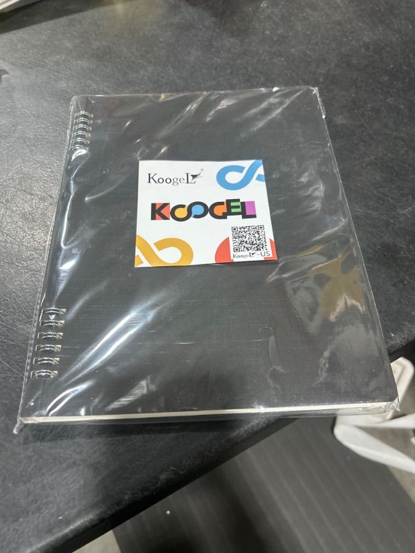 Photo 2 of Koogel A4 Spiral Notebook Black, College Ruled Spiral Notepad with Flexible Cover 80 Sheet/160 Pages for Home School Office