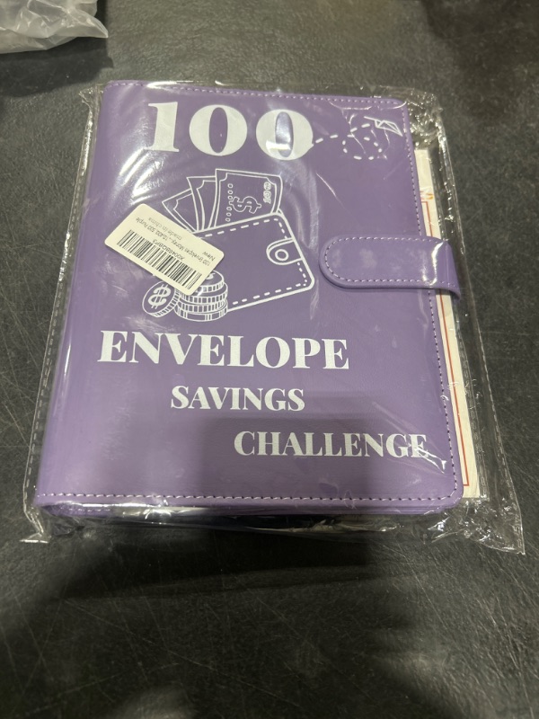 Photo 2 of 100 Envelopes Money Saving Challenge Binder, 2024 New A5 Budget Binder with Cash Envelopes, 6 Rings Savings Challenges Book, Laminated Budgeting Planning Tracker to Save $5050,10,400, 500 Purple