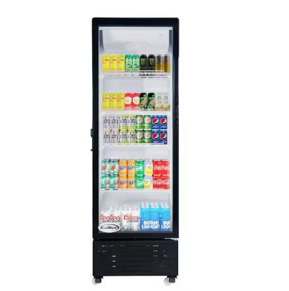 Photo 1 of 23 in. Commercial Glass Door Merchandiser Display Refrigerator 10 cu. ft. in Black