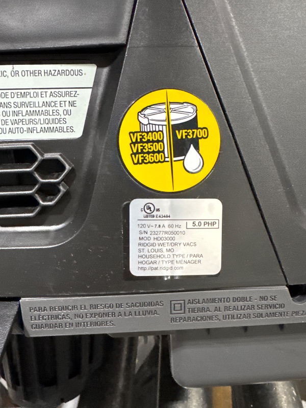 Photo 5 of 3 Gal. 5.0 Peak HP NXT Shop Vac Wet Dry Vacuum with Filter, Expandable Locking Hose, Accessories and Pro Gear Attachment 