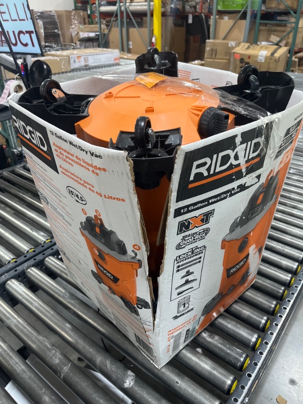 Photo 4 of RIDGID 12 Gallon 5.0 Peak HP NXT Shop Vac Wet Dry Vacuum with General Debris Filter, Locking Hose and Accessory Attachments