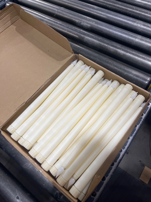 Photo 2 of 36 Pieces Flameless Taper Candles 11 Inch Flickering Candle Lights Faux LED Candles Battery Operated Candles Electric Fake Candles for Christmas Halloween Birthday Wedding Party Supplies (Ivory)