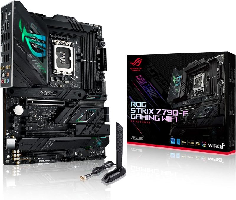 Photo 1 of ASUS ROG Strix Z790-F Gaming WiFi 6E LGA 1700(Intel 14th&13th &12th Gen) ATX gaming motherboard(16 + 1 power stages,DDR5,four M.2 slots, PCIe 5.0,WiFi 6E,USB 3.2 Gen 2x2 Type-C with PD 3.0 up to 30W)
