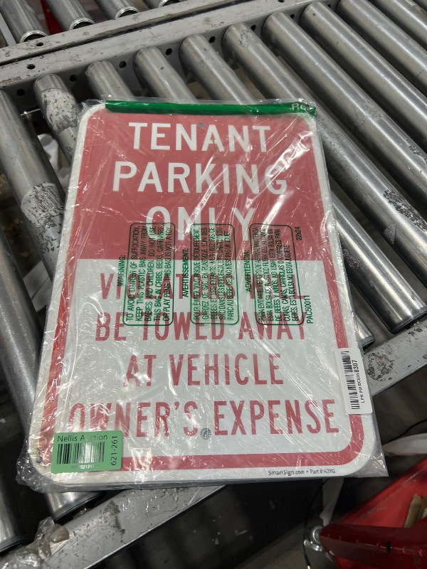 Photo 2 of SmartSign Tenant Parking Only Sign - 2 Pack, Violators Towed At Vehicle Owner's Expense Sign, 18 x 12 inch, 2mm Thick Aluminum Composite, Red and White, Made in USA