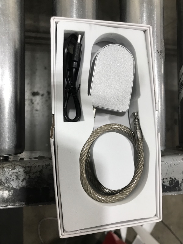 Photo 1 of eLinkSmart Fingerprint Cable Lock, 14" Long Shackle Keyless Entry Biometric Waterproof Bluetooth Smart Combination Padlock for Gate Outdoor Fence Fridge Cabinet Locker Pool Yard Pantry Bike - Silver