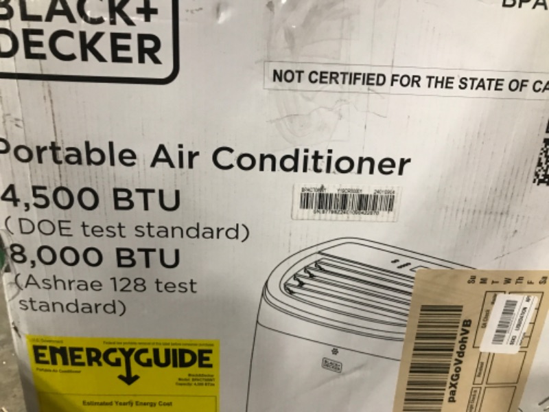 Photo 5 of BLACK+DECKER 8,000 BTU Portable Air Conditioner up to 350 Sq.Ft.with Remote Control, White White - 8,000 BTU 1 Count (Pack of 1)