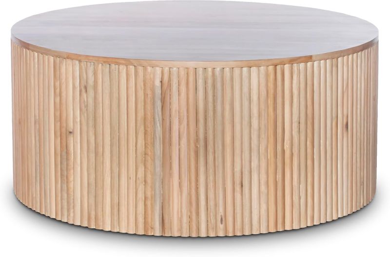 Photo 1 of Meridian Furniture 276-CT Oakhill Collection Modern | Contemporary Round White Oak Finish Coffee Table, Natural Wood, 36" W x 36" D x 16" H
