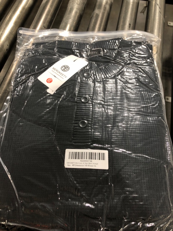 Photo 1 of MEROKEETY Men's Long Sleeve Pullover Sweater Crew Neck Button Casual Waffle Knit Henley Sweaters Tops, Black, X-Large