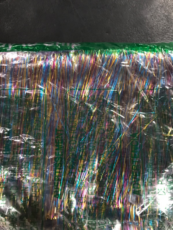 Photo 2 of YYCRAFT 6" Wide Tinsel Fringe Tinsel Trim Tinsel Garland Dance Costume Fringe Trimming Shiny Foil Effect Party Decor(10 Yards,Rainbow Black)