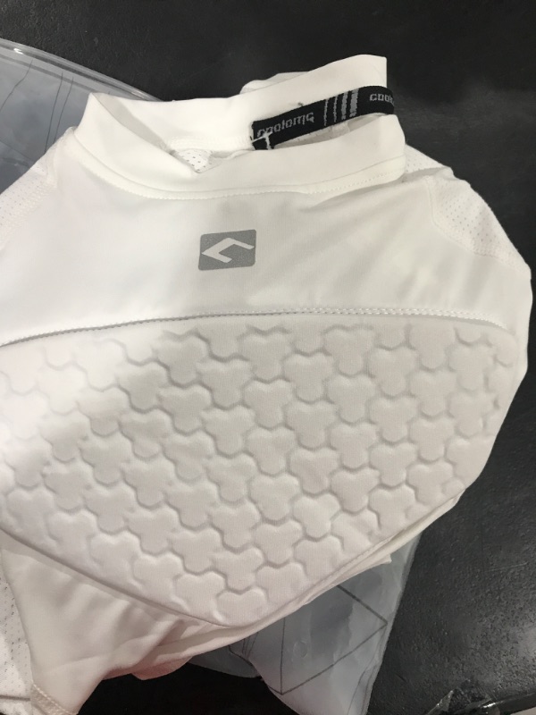 Photo 3 of size S- COOLOMG Youth Padded Compression Shirt Football Rugby Rib Chest Protector White S