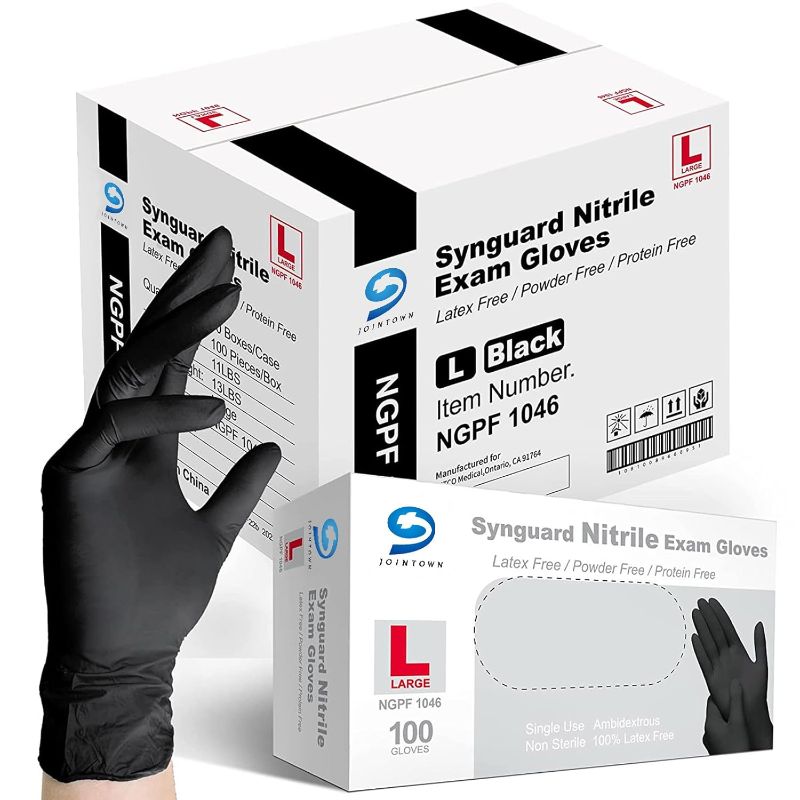 Photo 1 of 
Jointown Basic Medical Black Nitrile Exam Gloves - Latex-Free & Powder-Free - NGPF1046 (Case of 1,000), large