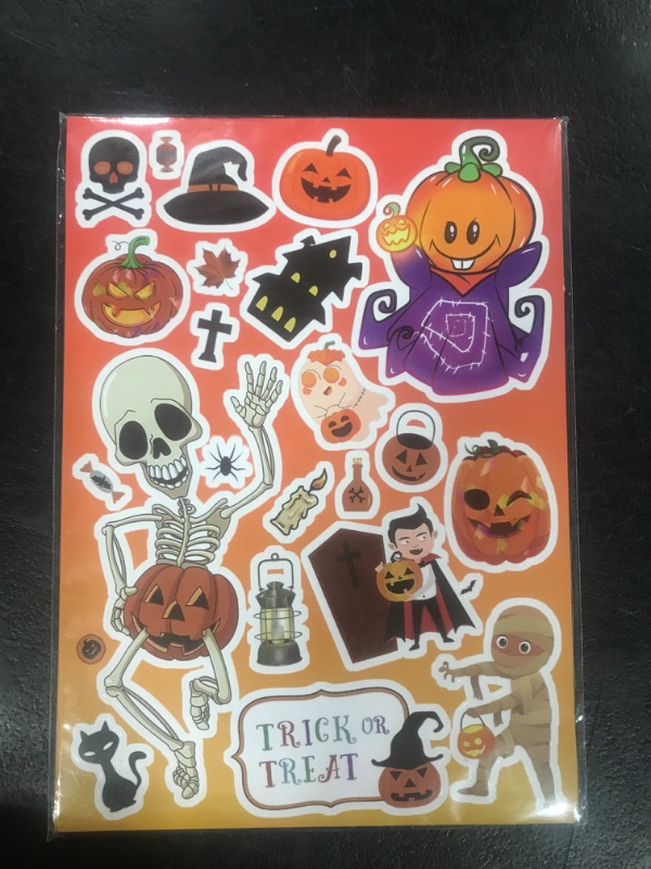 Photo 2 of 2 packs of- Halloween Stickers, Halloween Party Favors- 18 Sheets 500PCS Vinyl Waterproof Halloween Stickers for Kids- Kids Halloween Games Treats Classroom Crafts Gifts Party Supplies- Halloween Decorations