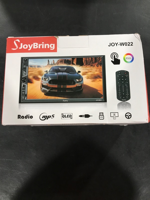 Photo 2 of SJoyBring Wireless Double Din Car Stereo with Carplay, Android Auto, QLED Touchscreen, Bluetooth, 4-Channel RCA, 60W*4 High Power, Subwoofer, 7" Car Radio Receiver, Backup Camera Wireless Carplay with Physical Buttons