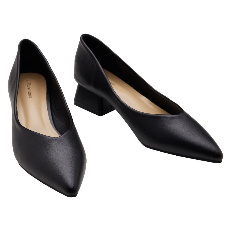 Photo 1 of C.Paravano Low Heel Pumps I Women Pumps I Block Heel Pumps I Black Pumps  (Dark blk, Size 11.5)