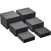 Photo 1 of HIIMIEI Buffet Risers, Food Risers for Buffet Table, Display Stand Shelf for Catering Dessert Collectibles Figures, Acrylic Cube Display Nesting Risers with Hollow Bottoms, 6PCS 6''x7''x8'' (Black)
