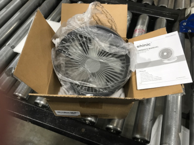 Photo 1 of shinic Ultra Quiet Table Fan, Rechargeable Battery Operated Desk Fan with Auto Oscillation, 4 Speeds Portable Air Circulation Fan with Hook, Small Wall Fan for Bedroom Home Desktop Office, Grey