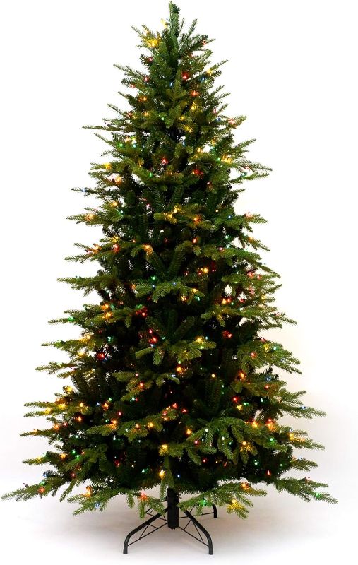 Photo 1 of Martha Stewart Natural Pine MU Pre-Lit Artificial Christmas Tree, 6.5 ft, Multicolored Lights