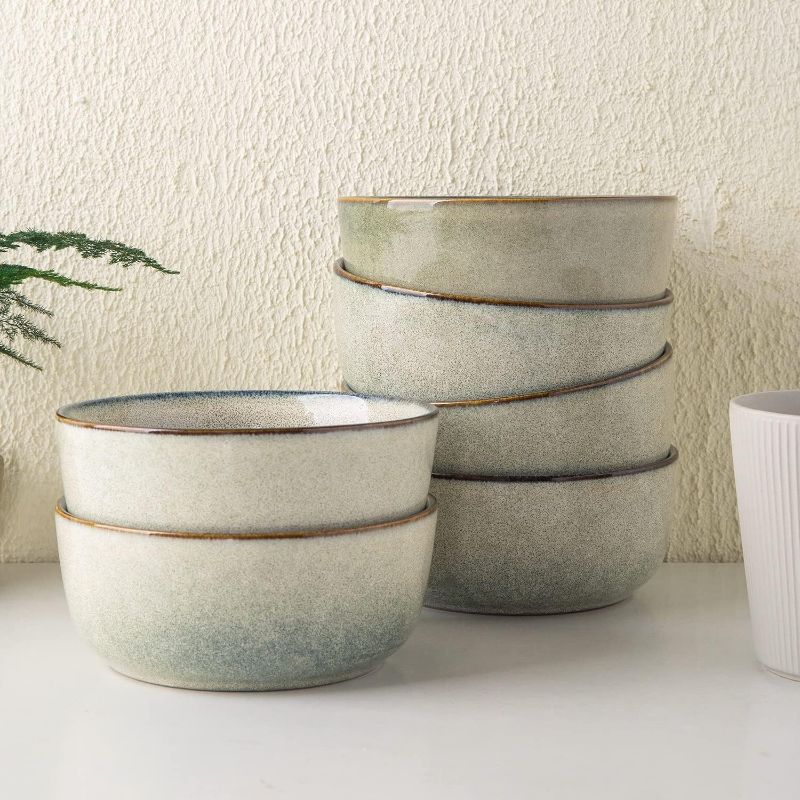 Photo 1 of AmorArc Cereal Bowls Set of 6 for Kitchen, 26oz Stoneware Soup Bowls Set for Cereal Soup, Modern Kitchen Bowls for Meal, Dishwasher &Microwave Safe, Reactive Glaze
