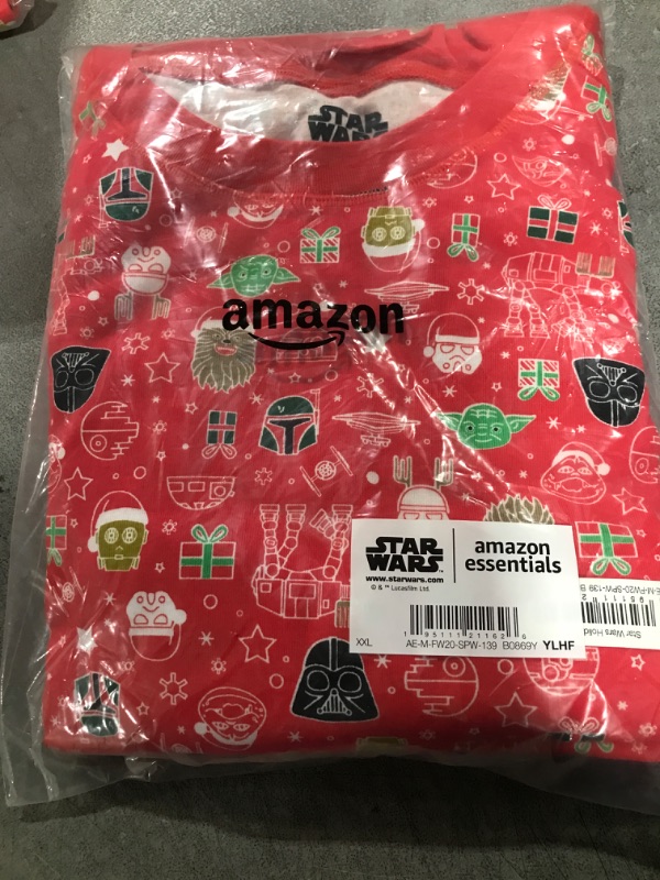 Photo 2 of Amazon Essentials Disney | Marvel | Star Wars | Princess Boys' Snug-Fit Cotton Pajamas, Star Wars Holiday - Mens Snug-fit, XX-Large