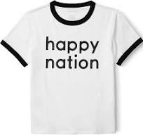 Photo 1 of Happy Nation Cotton Crewneck Ringer T Shirt, Optic White, Small